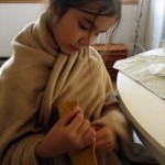 Modern Day "Ohlone" Girl Making A Pouch